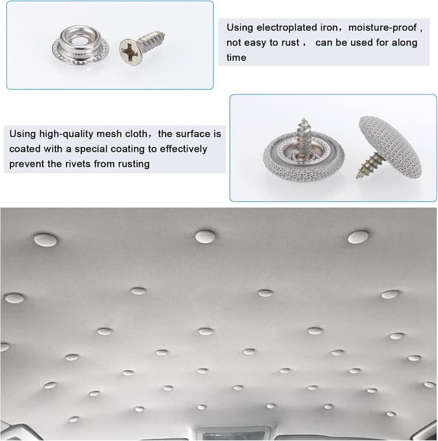 Detalle 2 de Zocipro Dachhimmel-Reparatur-Set (65 Stück) für Autohimmel-Nieten