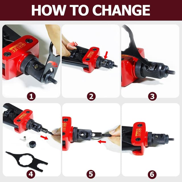 Detalle 2 de CCLIFE Rivettatrice professionale manuale con doppia impugnatura ergonomica e 240 dadi per rivetti (M3–M10)