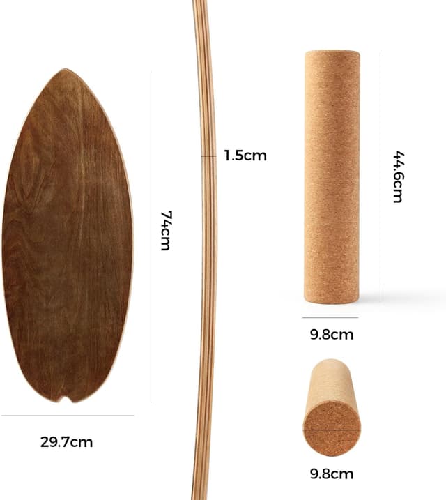 Detalle 2 de Cowiewie Balance Board (15 mm) mit 10 mm Korkrolle – Indoor-Surfboard fürs Gleichgewicht