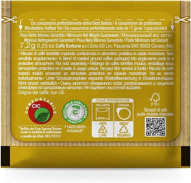 Detalle de Caffè Borbone Cápsulas Compostables Oro – 150 Cápsulas