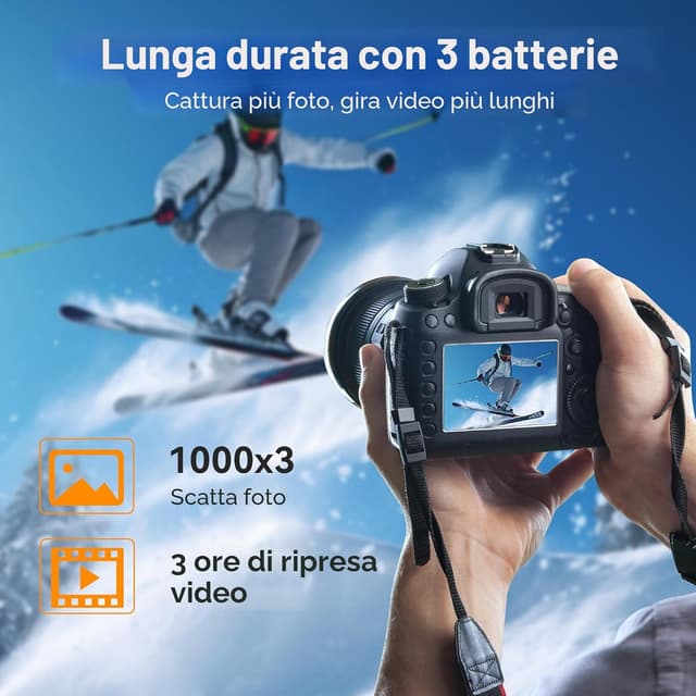 Detalle de AKTTKA confezione da 3 batterie NP-BX1 da 1380 mAh + caricabatterie a 3 porte con USB-C