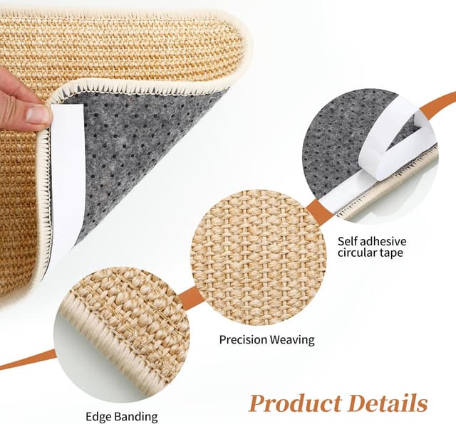 Detalle de HAOYULUO 3er Kratzmatte Katze aus Sisal (50 x 25 cm) – Kratzbrett zum Schutz von Möbeln & Teppichen