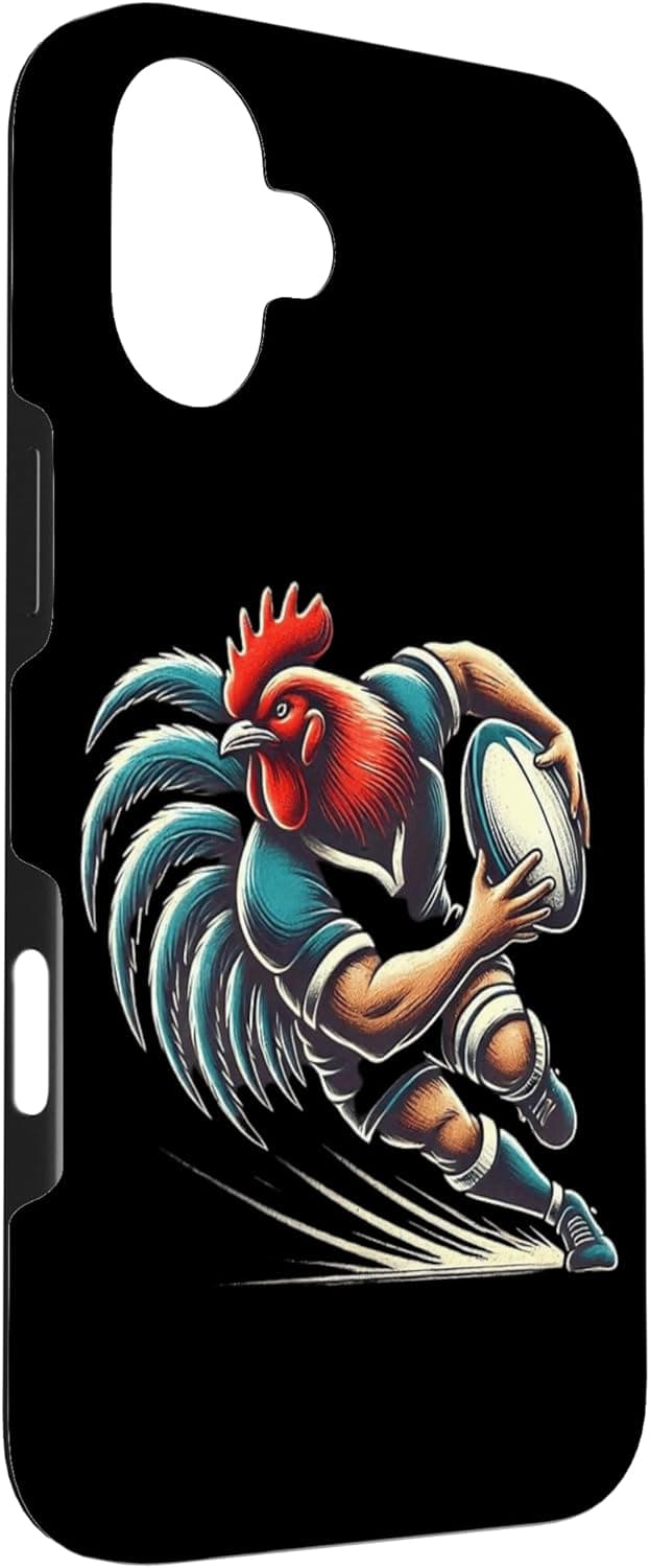 Detalle de Coque de protection en deux parties pour iPhone 16 Plus – motif Rugby Coq de Poules Joueur de Rugby