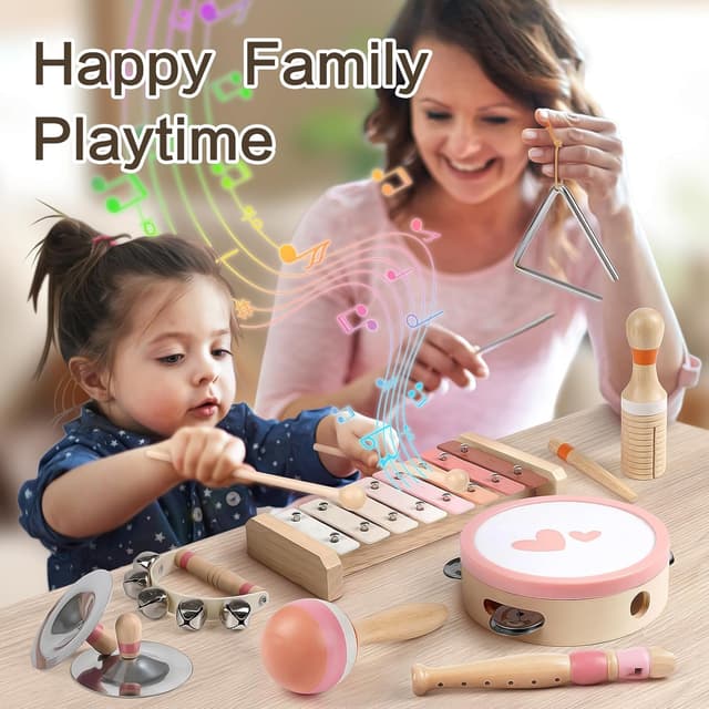 Detalle 2 de Kids Musical Instruments 8-in-1 Xylophone & Wooden Music Set (maracas, drum, bells and more)