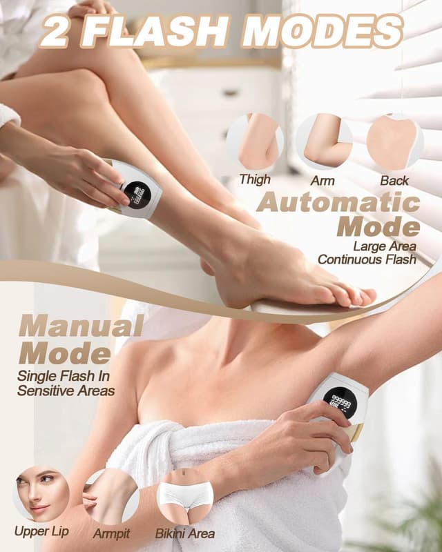 Detalle de IPL Hair Removal Device with 99,999 flashes, 5 energy levels and 2 modes for face, arms, legs & body