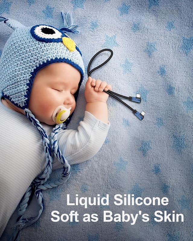 Detalle de COOLSELL Silicone Short USB-C Cable (90 Degree) – 60W fast charging, USB 2.0 data sync, 15cm