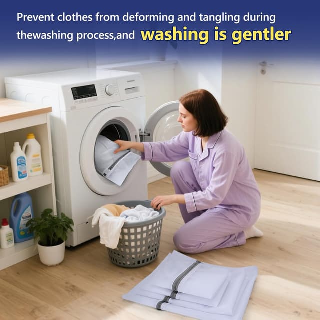 Detalle de Jukibole Wäschenetz-Set mit Netzreißverschluss – 10 Wäschesäcke für Feinwäsche, Unterwäsche & mehr