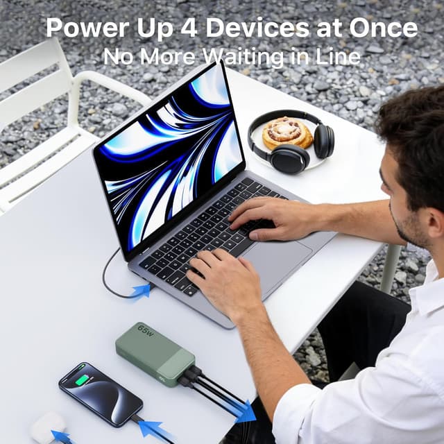 Detalle de NOBIS Batterie Externe 65W 20000mAh (PD/QC) à 4 ports avec écran digital