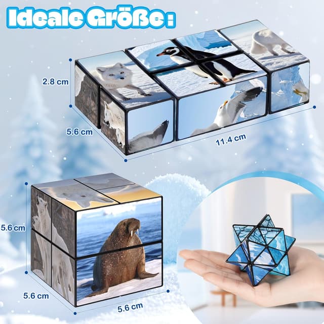 Thumbnail 4 de Euclidean Cube Sternenwürfel Unendlichkeitswürfel „Zappelphilipp“ – Polar-Tiere Puzzle-Würfel ab 3 Jahren