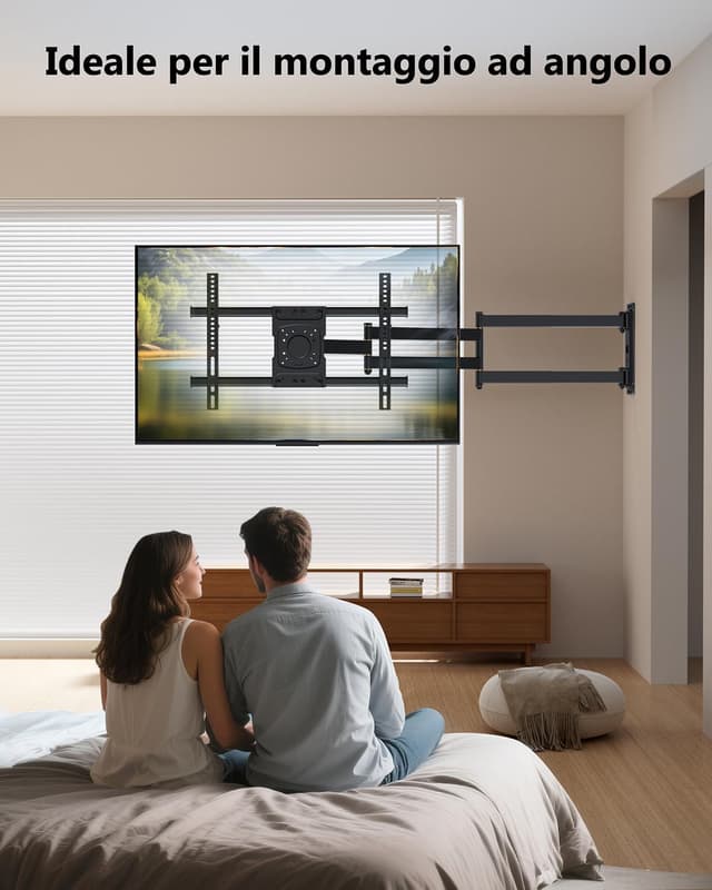 Thumbnail 6 de WHYFONE Supporto TV a parete con braccio extra lungo 1016 mm fino a 45 kg, girevole e inclinabile 37–75