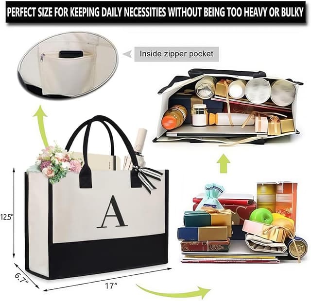 Detalle 2 de Aucuu Borsa Tote da Donna grande in tela con tracolla per laptop fino a 15,6 pollici