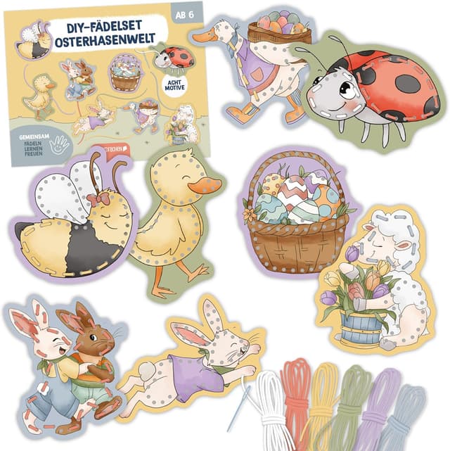 Thumbnail 6 de Papierdrachen Papierdrachen 10 m Girlande als Osterdekoration – Hasen mit Puschel (Set 14)