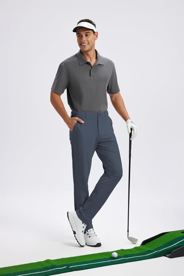 Detalle 2 de Lightweight Quick-Dry Anti-Slip Men’s Golf Pants with Stretch & 4 Pockets (30/32/34) Mens Work Dress Slacks