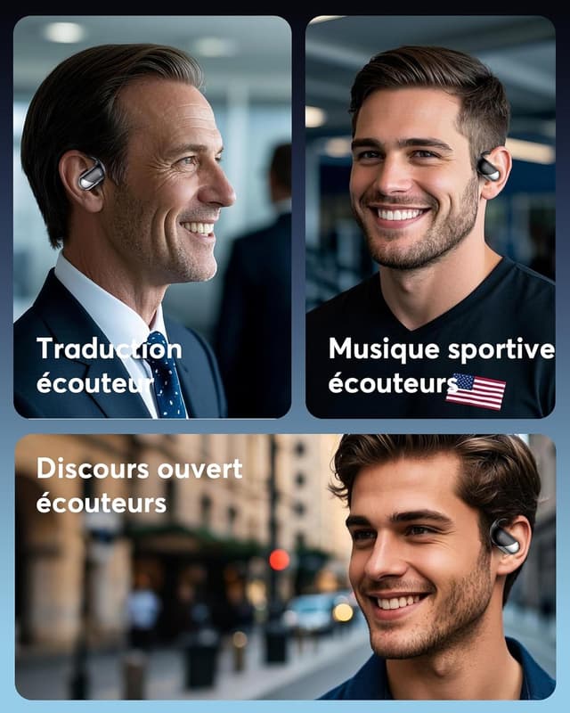 Detalle de Paekole Écouteurs de traduction vocale 3 en 1 Bluetooth 6.1 (198 langues) autonomie jusqu’à 80 h