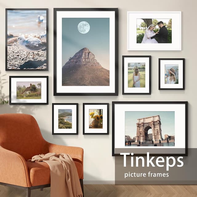 Detalle de Tinkeps 4 Pack 30x40 Black Picture Frames (engineered wood & plexiglass) with A4 mount
