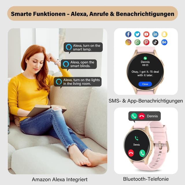 Detalle de QIPOPC Smart Watch with Alexa, 1.32-inch