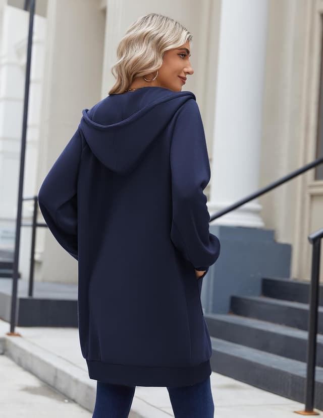 Detalle de Zeagoo Women’s Zip-Up Long Hoodies Tunic Sweatshirt Coat with Pockets