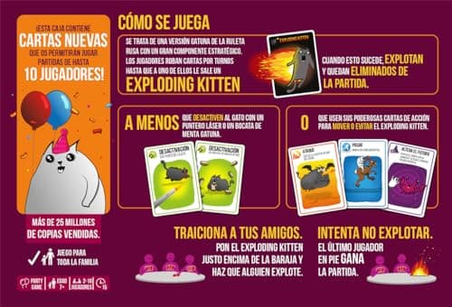 Detalle 2 de Asmodee Exploding Kittens Party Pack juego de cartas
