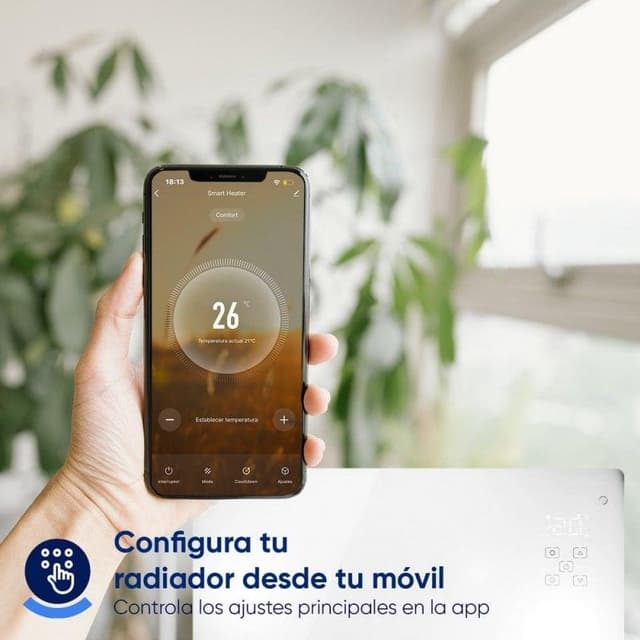 Detalle 2 de Origial CRYSTALWAVE radiador eléctrico de cristal con WiFi de 2000 W (ORIHEAT2000W) blanco