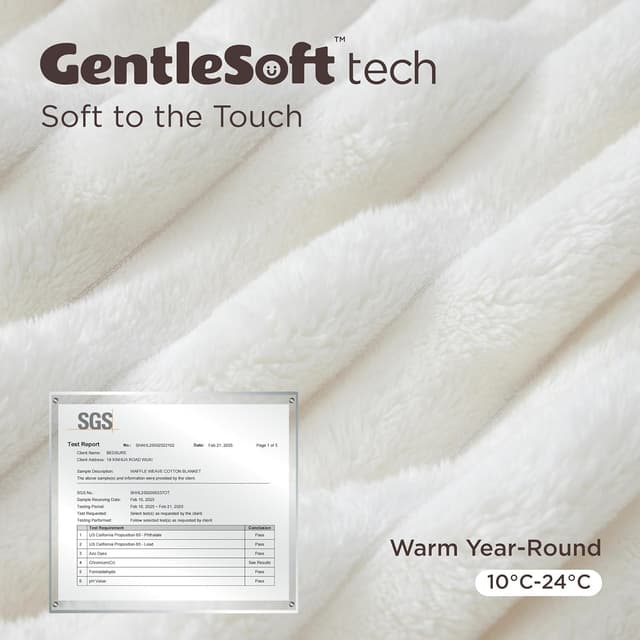 Detalle 2 de Bedsure Fluffy Fleece Blanket for Bed (Off White) – 220x240 cm