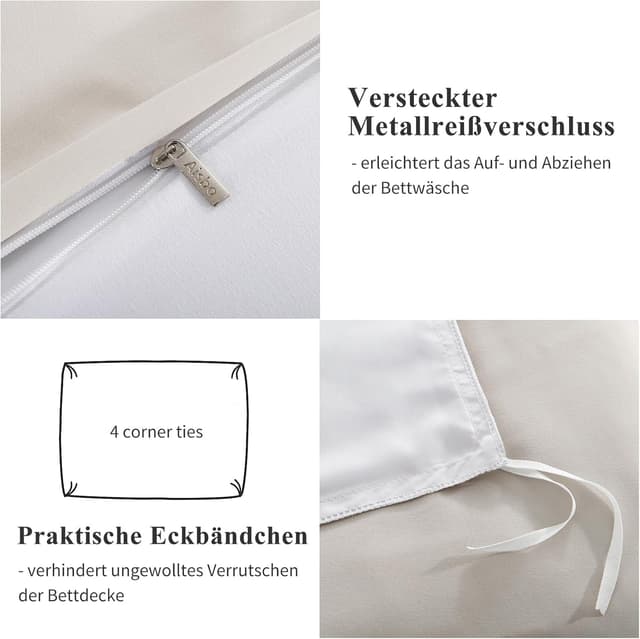 Detalle 1 de Aisbo Bettwäsche 135x200 4-teilig Beige