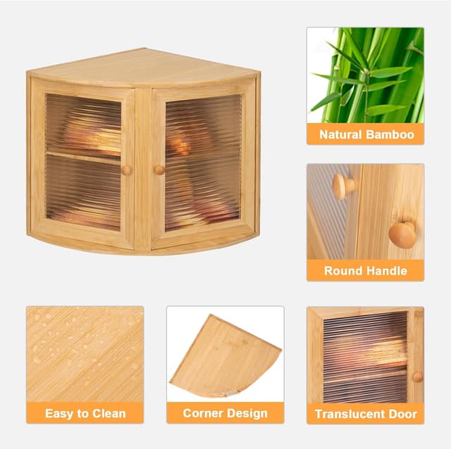 Detalle 2 de Leader Accessories Bambus Brotkasten 32x32x34 cm