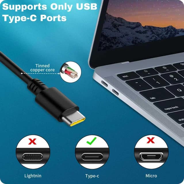 Detalle 2 de 65W USB-C Charger for Lenovo ThinkPad laptops (USB Type-C power adapter)