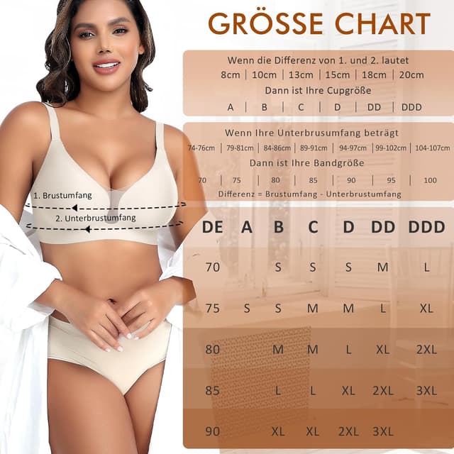 Detalle 2 de Nahtloser BH ohne Bügel (Bralette) mit tiefem V-Ausschnitt und Kreuz-Spitze