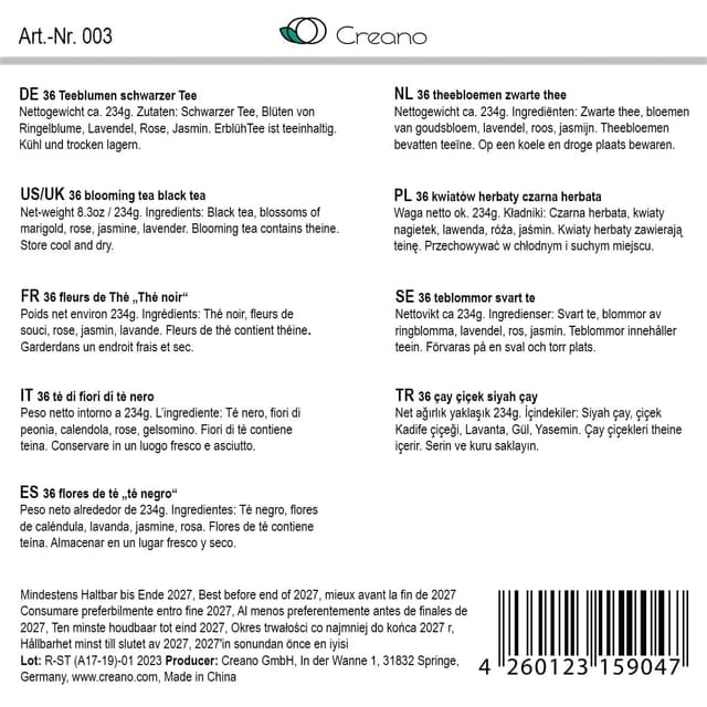 Thumbnail 4 de Creano Teeblumen 36 Teekugeln Schwarzer Tee