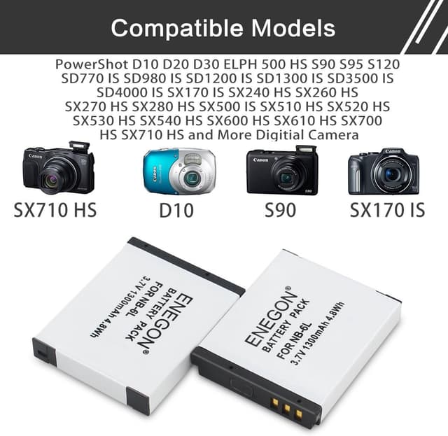 Thumbnail 1 de ENEGON Kit batterie 2 pacchi per Canon NB-6L per fotocamere