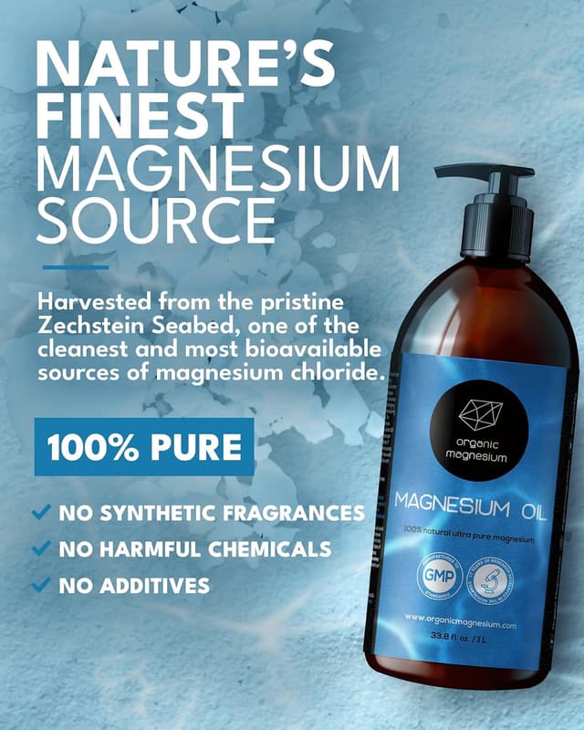 Detalle de Ultra Pure Magnesium Oil (1000 ml) – 31% magnesium chloride Zechstein oil for sports recovery & muscle relaxation