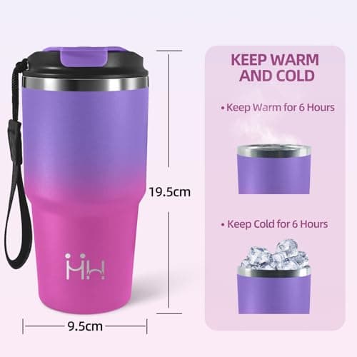 Detalle 2 de Taza térmica 600 ml acero 304 morado oscuro y rojo rosa