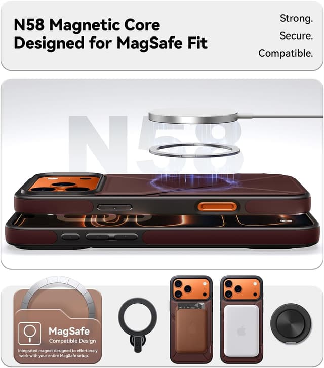 Detalle de Peerock X Fold Stand Case for iPhone 17 Pro with MagSafe (Nano TechWoven, 16FT Drop Protection) — Ochre