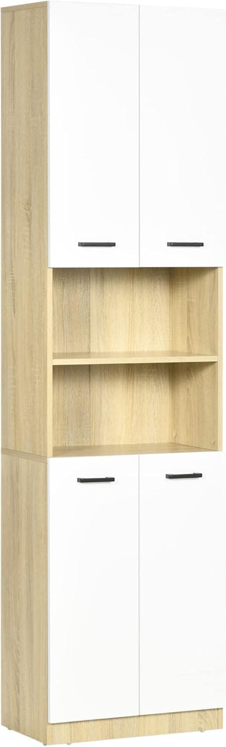 Detalle de kleankin Columna auxiliar baño 53x33,5x195,7 cm Blanco Roble