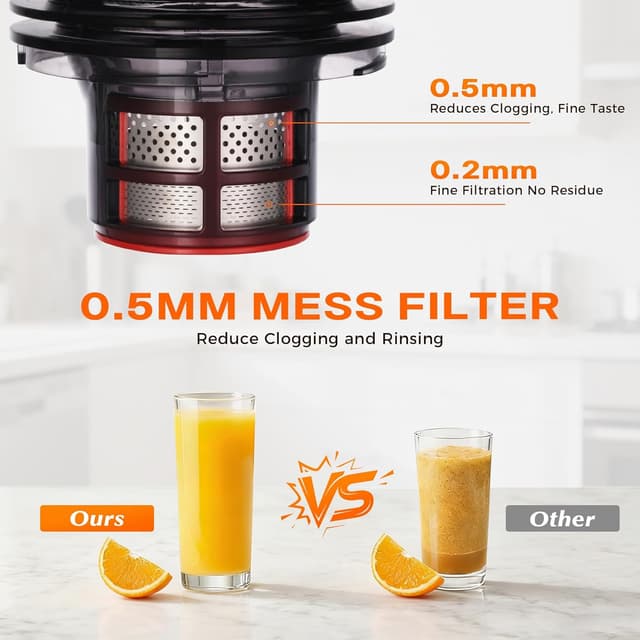 Detalle de Cold Press Juicer with 5.5-inch Wide Feed Chute (Slow Masticating) – Gray