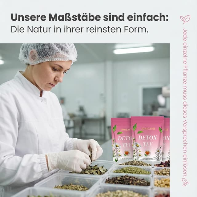 Detalle de 56 Tage Detox Tee zum Abnehmen – Fatburner Tee mit Grüntee, Oolong & Löwenzahn (vegan)