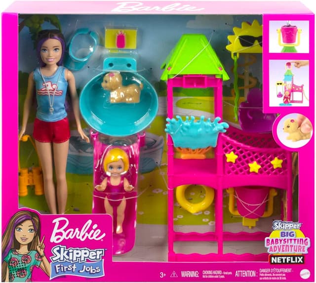 Thumbnail 6 de Skipper doll and waterpark playset with working slide and puppy squirting toy