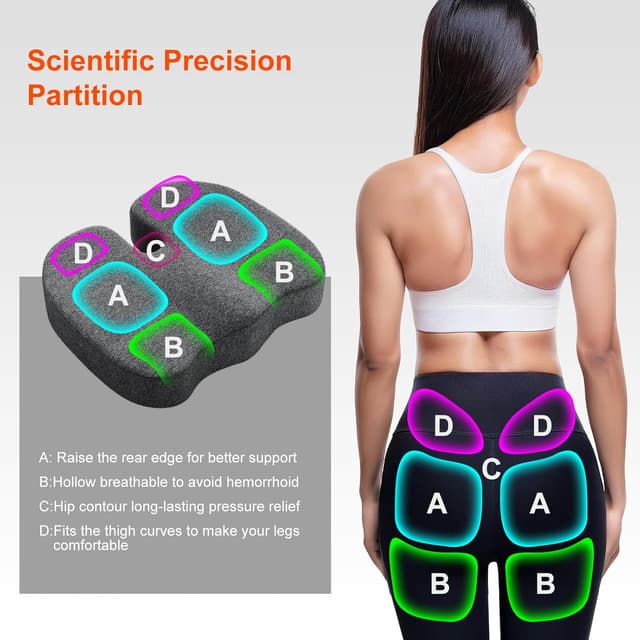 Detalle 2 de inaepeak Coussin en mousse à mémoire de forme gris clair pour chaise de bureau, voiture et maison