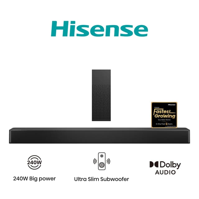 Detalle 2 de Hisense HS2100 Barra de sonido 2.1 240 W Dolby Audio