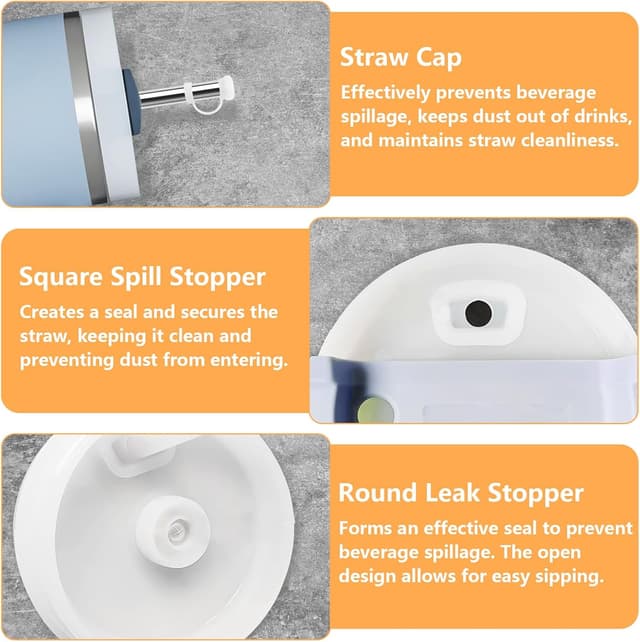 Detalle de GOTFUN 6x Edelstahl-Strohhalme (31 cm) für Stanley Cup inkl. auslaufsicherem Silikonstopfen & 2 Reinigungsbürsten