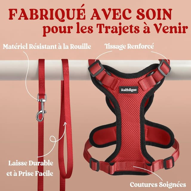 Thumbnail 6 de rabbitgoo Harnais Chat XS rĂ©glable rouge đŸ