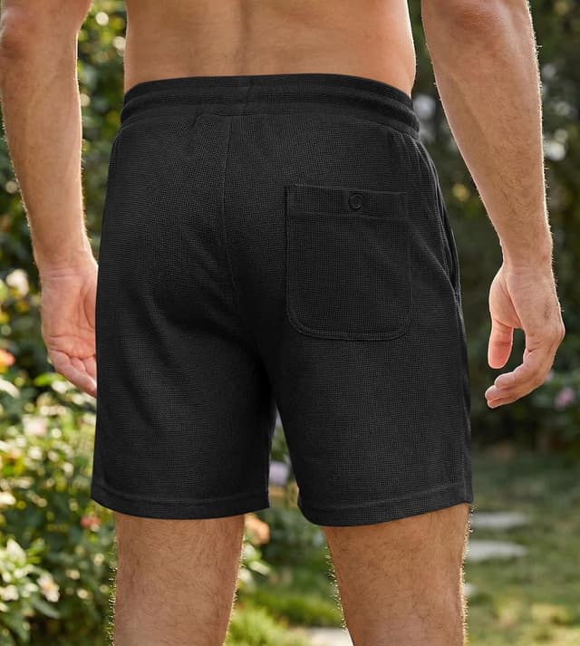 Detalle de JMIERR Men’s Casual Waffle Knit Shorts (5" or 7") with Elastic Drawstring Waist & Pockets