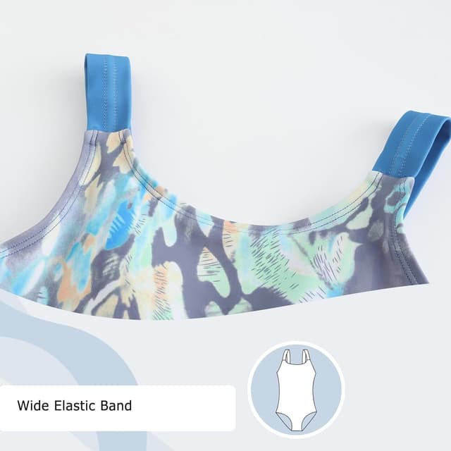 Detalle 2 de Aisyee girls one-piece swimming costume with elasticated strap (adjustable buckles), age 5–16