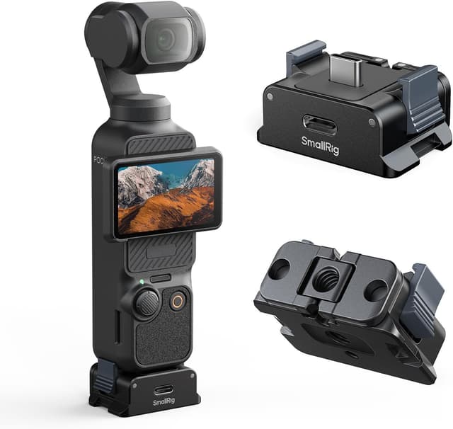 Detalle de SMALLRIG Adaptateur de charge pour DJI Osmo Pocket 3 (station de bureau aluminium, Type C, fixation 1/4”-20 et interface Arca-Swiss)