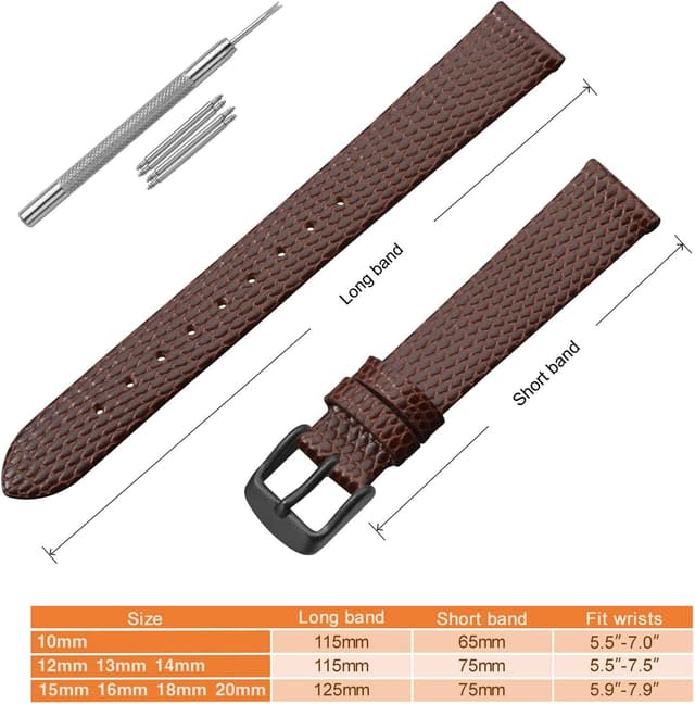 Thumbnail 4 de ANNEFIT Uhrenband Leder Eidechsenprägung 10–20 mm