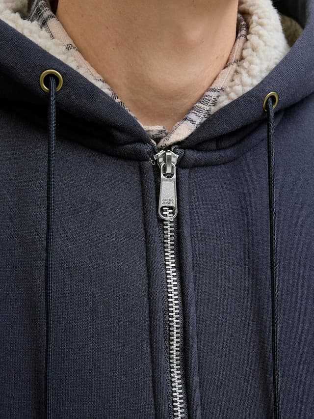 Detalle de JACK & JONES Jprblumason Teddy Sweat Zip con cappuccio da uomo