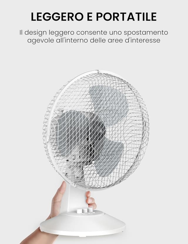 Detalle 2 de Ventilatore da tavolo COMFEE' CFT23PW00A2 da 23 cm con oscillazione 80° e 2 velocità