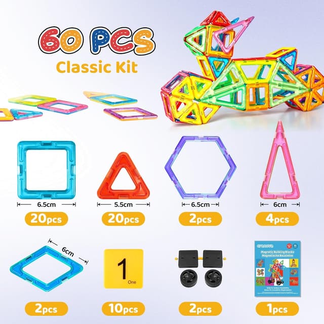 Detalle 2 de crenova Magnetische Bausteine 60 Teile 🧩