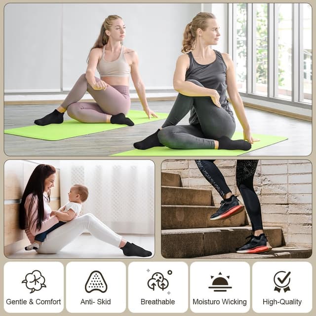Detalle de AOOWU calze antiscivolo con grip per yoga, pilates e fitness (3/5 paia) – taglia unica