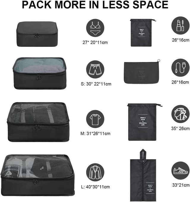 Thumbnail 1 de OSDUE Organizador de Maletas 8 Piezas